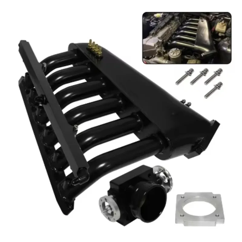 Black Intake Manifold +Throttle Body+ Fuel Rail Kits Fits For E36 E46 M50 M52 M54 325i 328i 323i M3 Z3 E39 528i