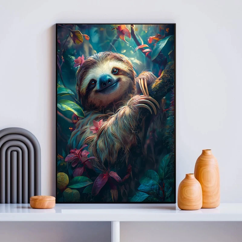 Fantasy Style  Jungle Animal Tiger Leopard Parrot Art Poster Canvas Painting Wall Prints Picture for Living Room Home Decor