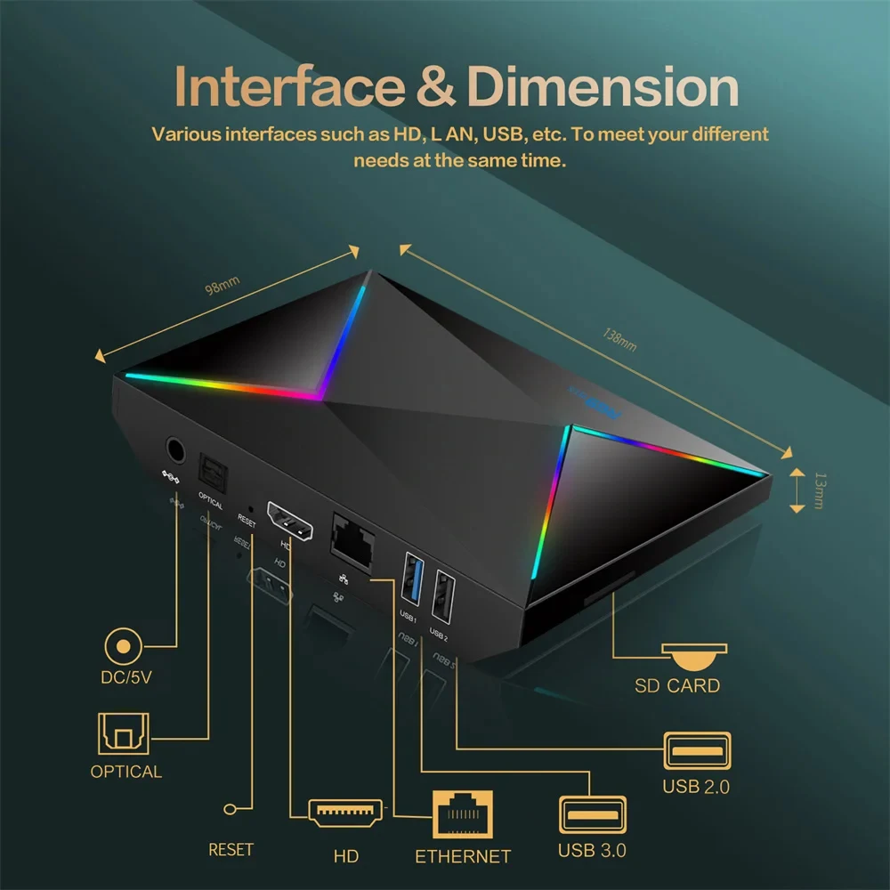 Woopker R69 Plus Tv Box Android 14 Allwinner H728 WIFI 6 USB3.0 Support 8K 3D Display Google Assistant Streaming Media Player