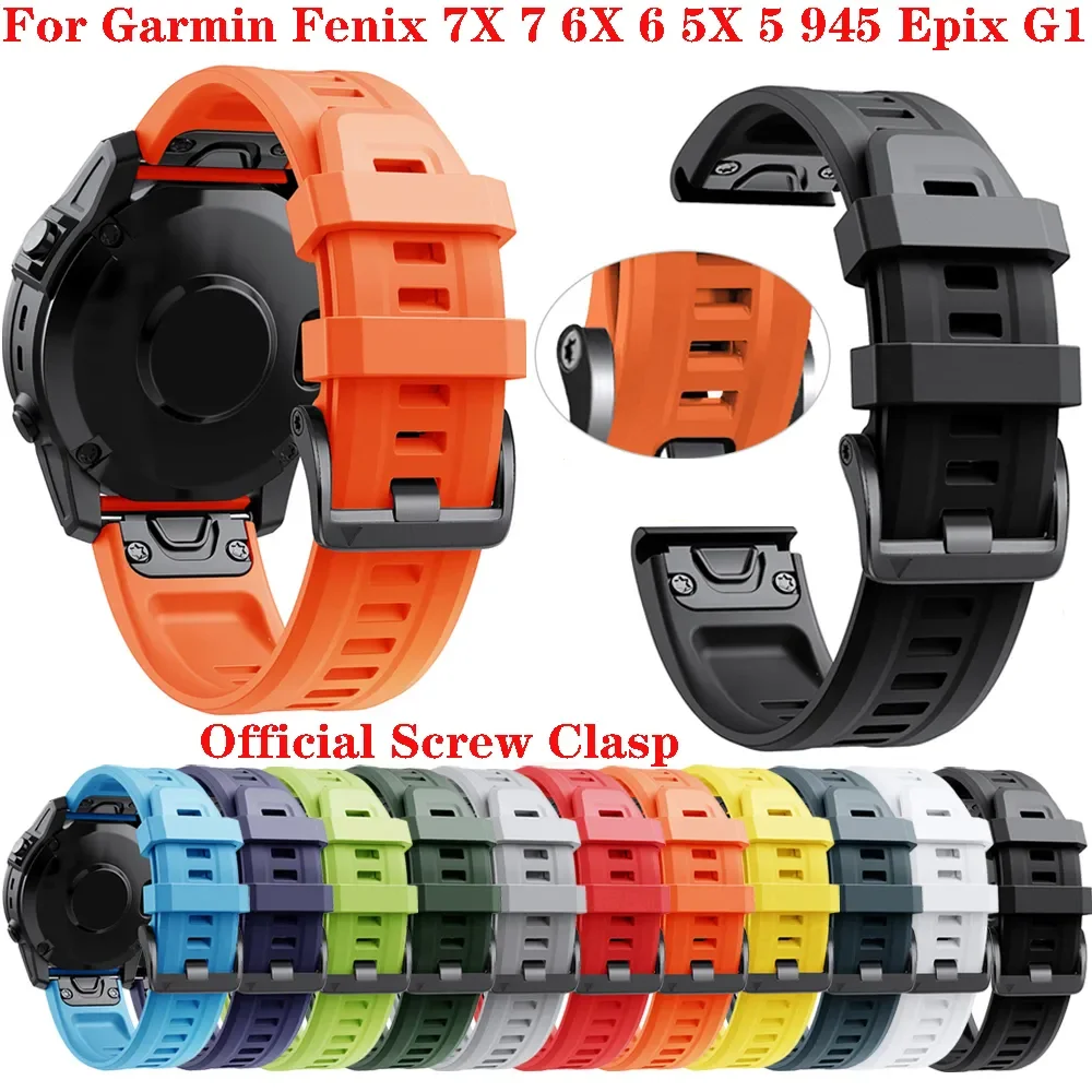 26 22mm Quickfit Silicone Watchband Strap For Garmin Fenix 8 FE 7X 5X 6X EPIX Wristband For Fenix 7 6 5 955 965 Tactix 7 Watch