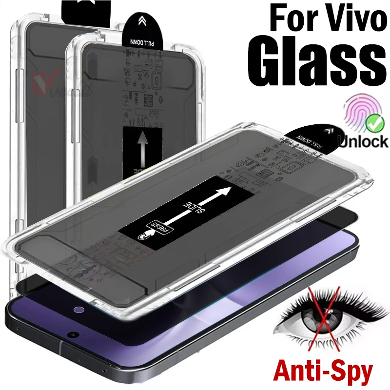 

1-2 шт. защитное стекло для VIVO X300 Pro X200s X300, защита от шпионажа, разблокировка экрана, беспыльная, простая установка, комплект