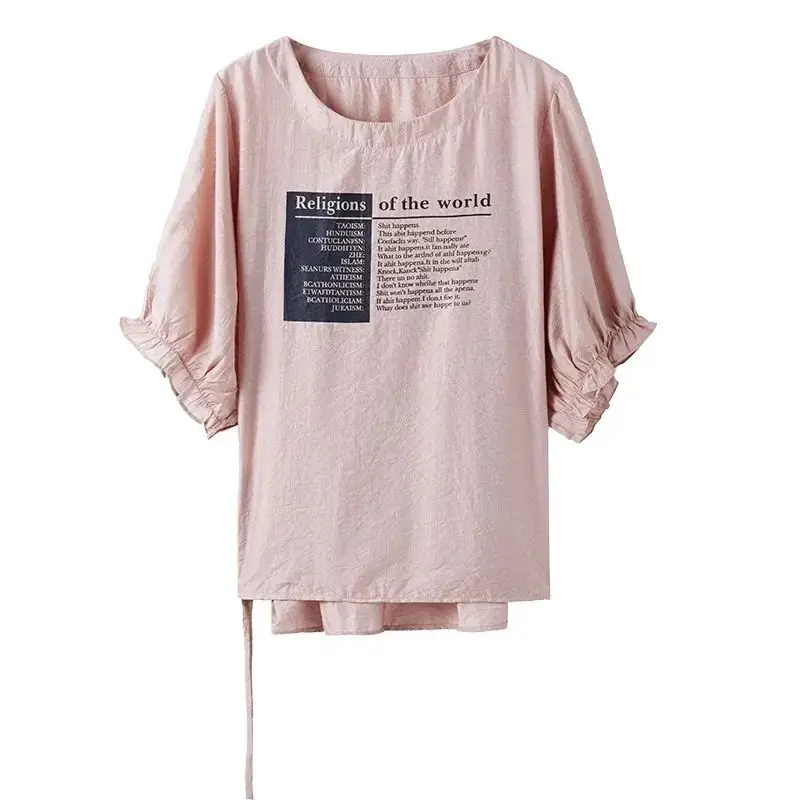 Losse ronde T-shirt plus size zomer nieuw bedrukt casual top voor grote maten vrouwen comfortabel losvallend model