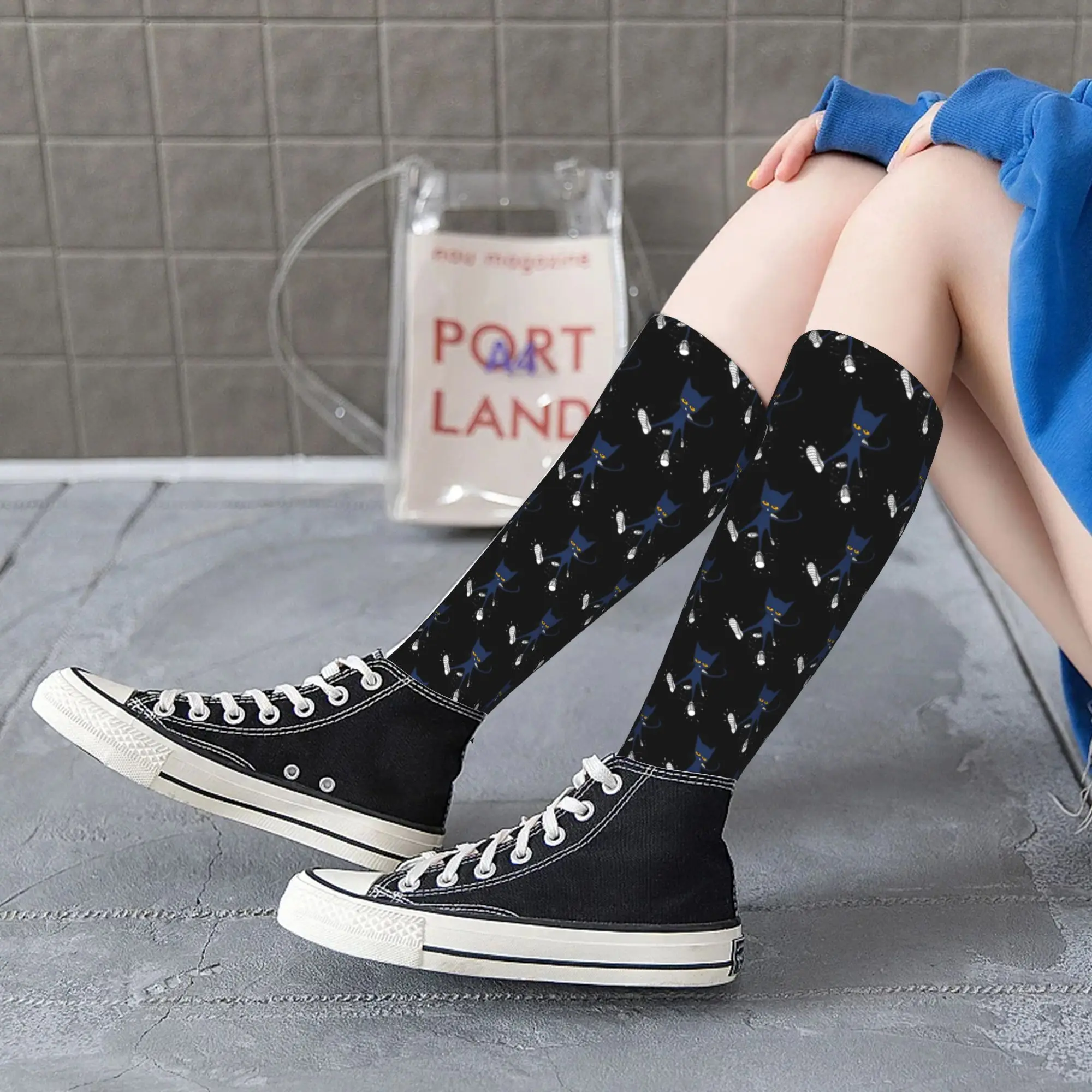 All Seasons Crew Stockings Pete the cat 3 Socks Harajuku Casual Hip Hop Long Socks Accessories for Men Women Christmas Gifts