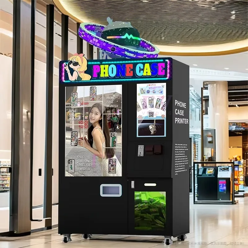 Customized New Design Commercial Robot Phone Case Printer with Coin Credit Card Touch Screen Payment System