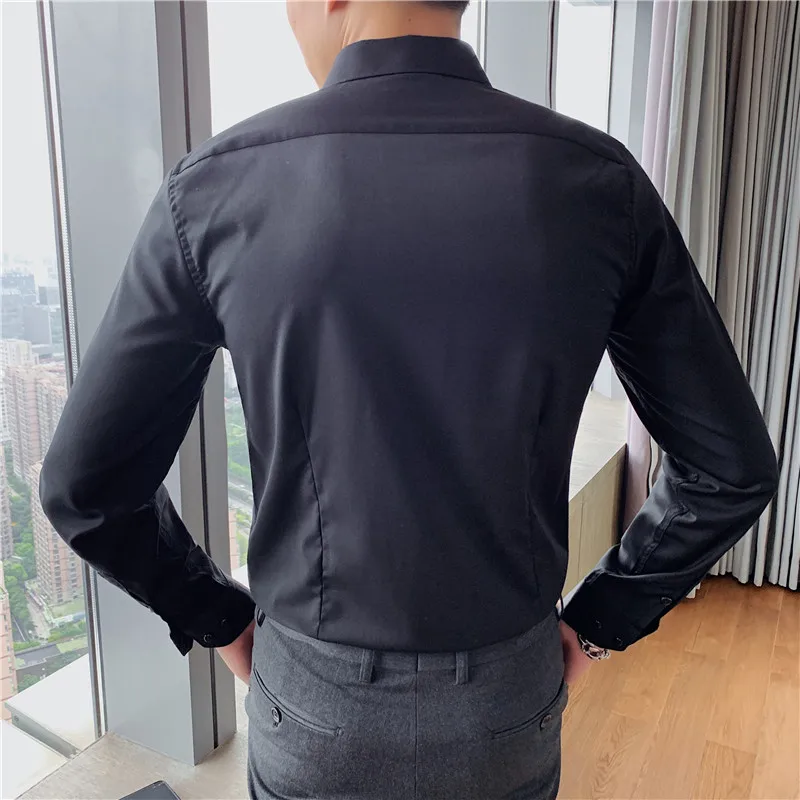 Camisa elástica masculina ultra elástica de 4 vias - verde esmeralda slim fit com botão para baixo escritório casual resistente a rugas conforto S-7XL