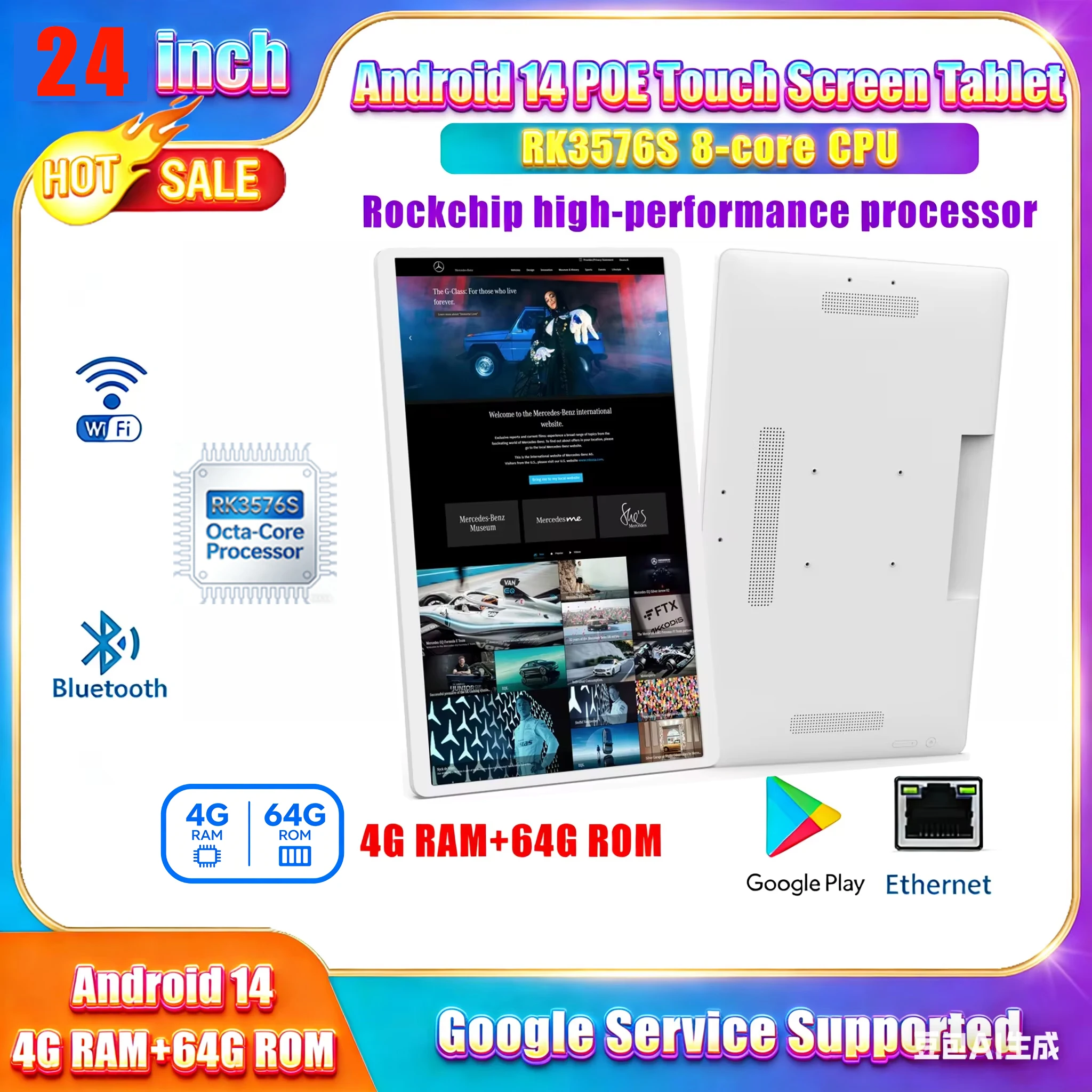 14インチ Androidスマートモニター 24 Android 14 Touch Screen Tablet 1920x1080 HDMI Input