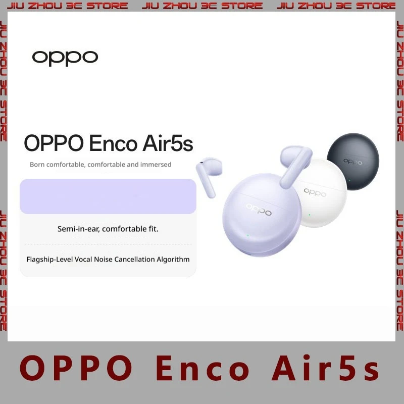 

OPPO Enco Air5s Wireless Bluetooth Earbuds Noise Reduction 3 9 G Ultra Light Starlight Purple For Outdoor Sports