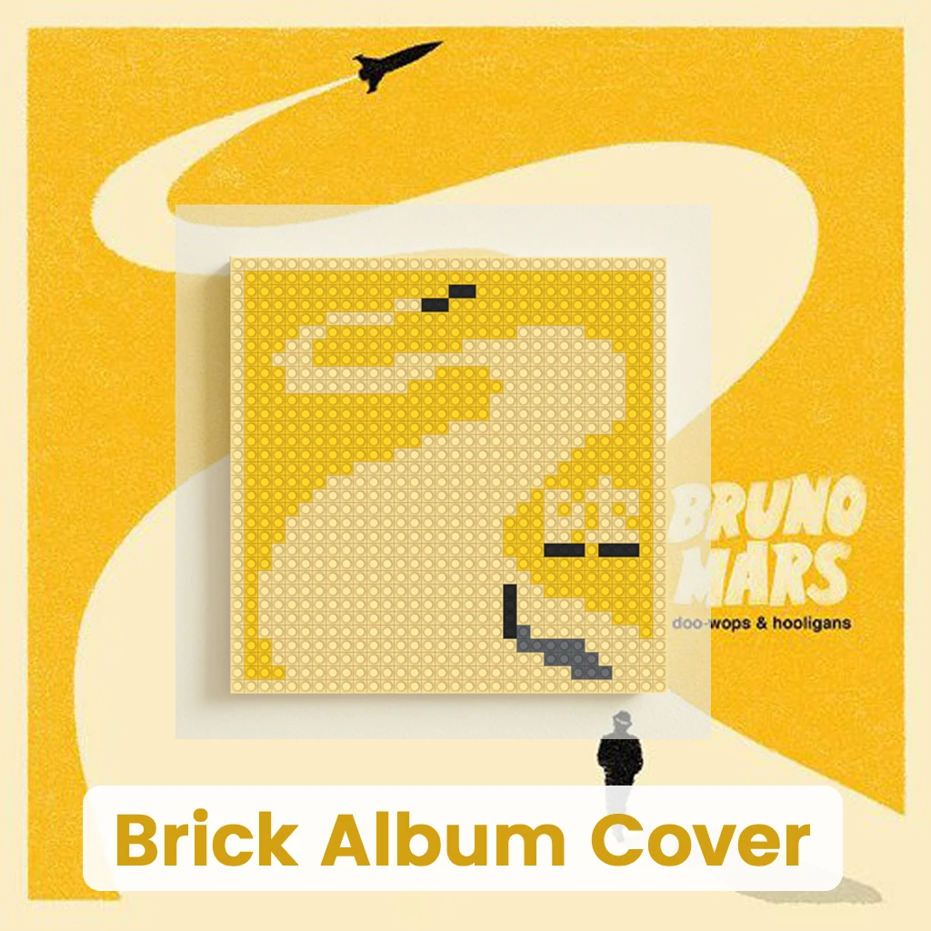 

B-Bruno Mars Album Cover MOC Building Blocks Mosaic Pixel Art Brick Painting Wall Art Living Room Bedroom Hanging Poster