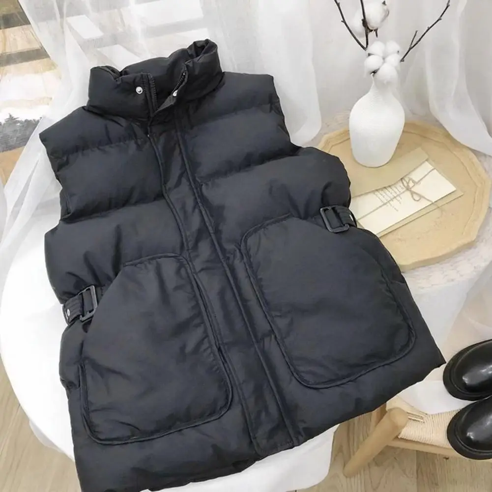 

Women Waist-hugging Vest Stylish Women's Hooded Puffer Vest with Zip Up Closure Quilted Stand Collar Coat for Winter for Women