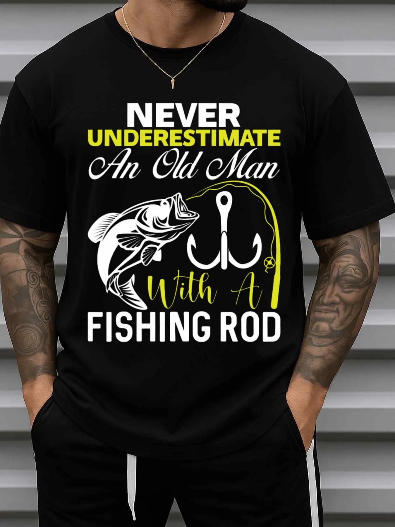 Men's Fun Fishing Theme T-Shirt - Purely Comfortable, Loose-Fitting Casual Short-Sleeve Shirt with Humorous Fisherman Print, Suitable for All Seasons, Ideal Gift for Husband, Father, or Outdoor Enthusiasts
