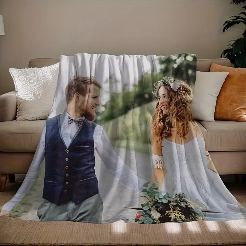 1Pc Personalized Customized Photo Blanket That Can Print Any Photo,Four Season universal, Suitable for Bedroom, Sofa, Office