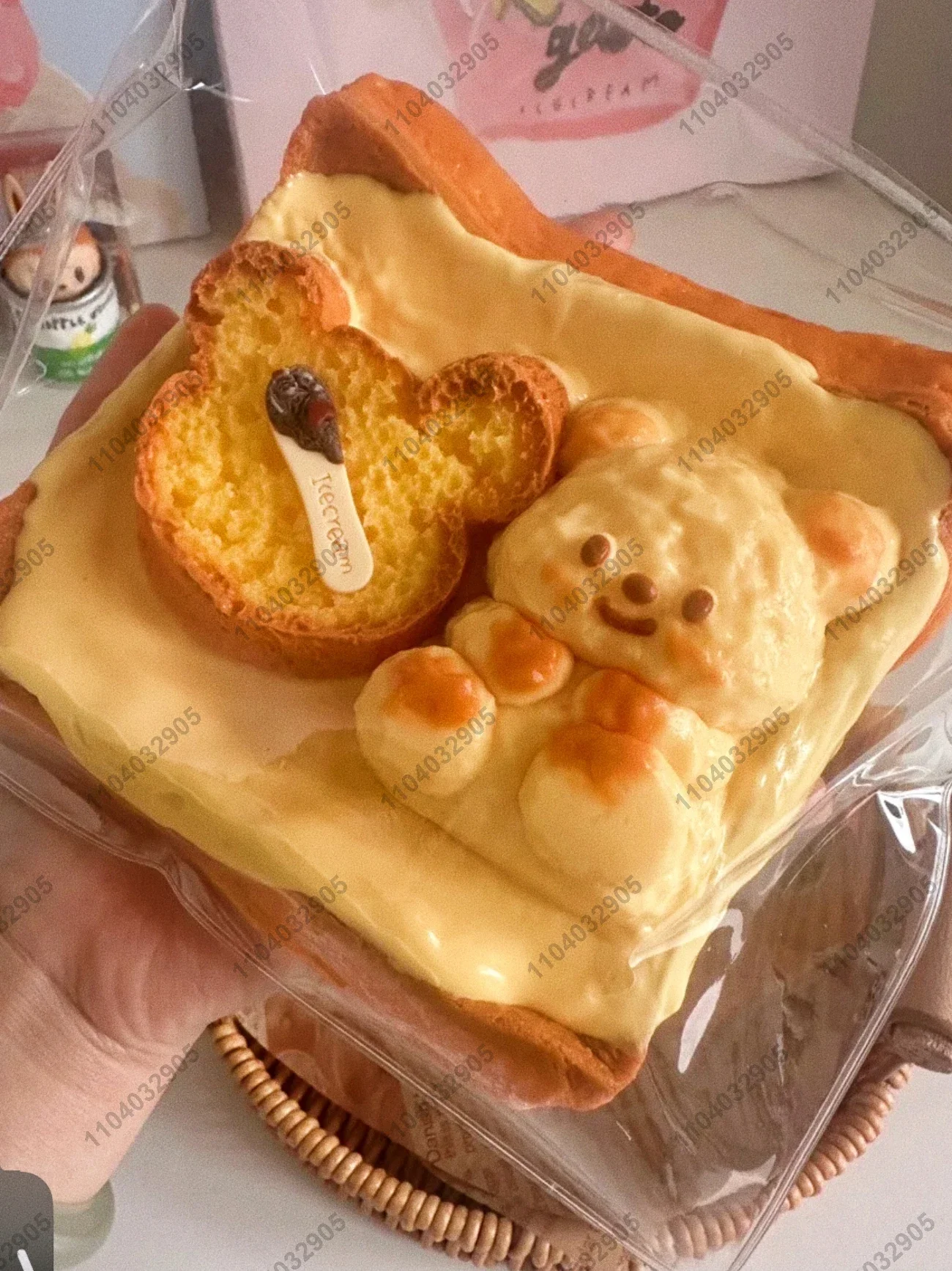 Butter Bear Toast Taba Squishy Big Cookie Toast Bread Silicone Mochi Toy Squishy Squeeze Toy Anti Stress Release Hand Relax Gift