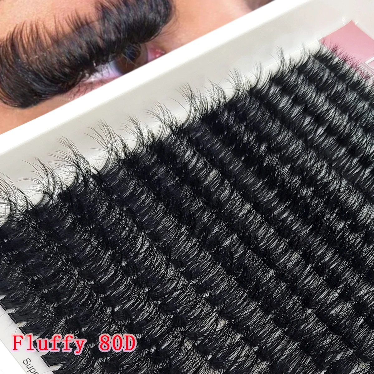 HBZGTLAD 8D Luxuriöse Flauschige DIY 80D-300D Wimpernbüschel 10-20mm Gemischte Länge Wimpernverlängerung 0,07mm Russische D-Curl Dicke – Detail 1