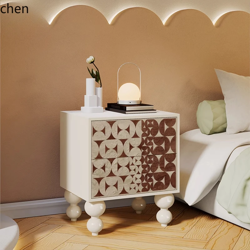 HXL bedside table decorative storage complete bedroom bedside locker solid wood drawer cabinet edge few