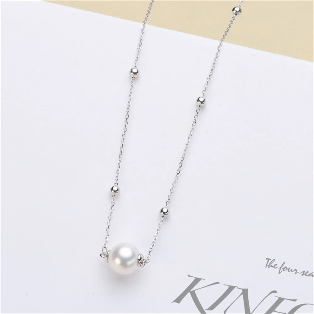 DIY Pearl Accessories S925 Pure Silver Sky Star Road Pass Pearl Pendant with Chain Fit 8-12mm Round Beads L041