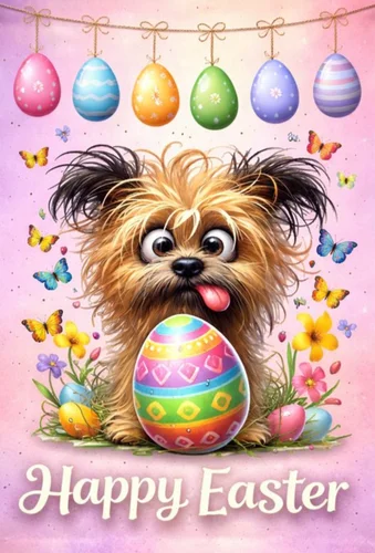 Easter double sided 13x18 garden flag custom made cute silly dog IIX WZZ yyi