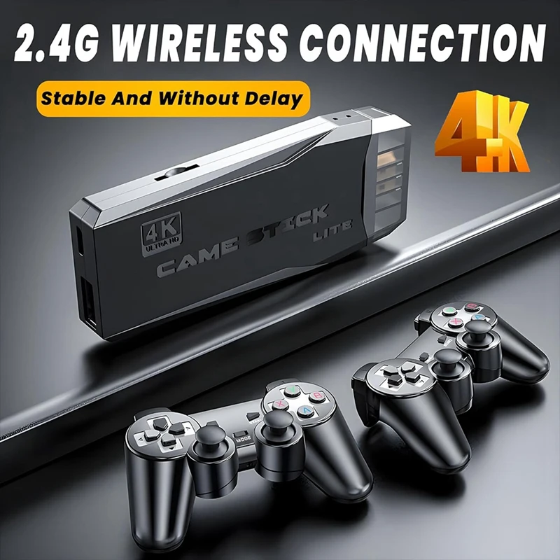 20000+ Games 4K Wireless Retro Game Console , Plug And Play Video Game Stick With 2.4G Wireless Controllers(64G)