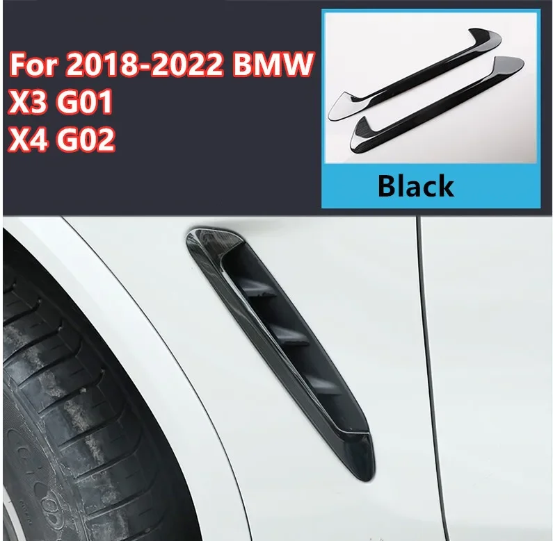 2Pcs Black Front Side Fender Vent Cover Trim For 2018-2022 BMW X3 G01/X4 G02
