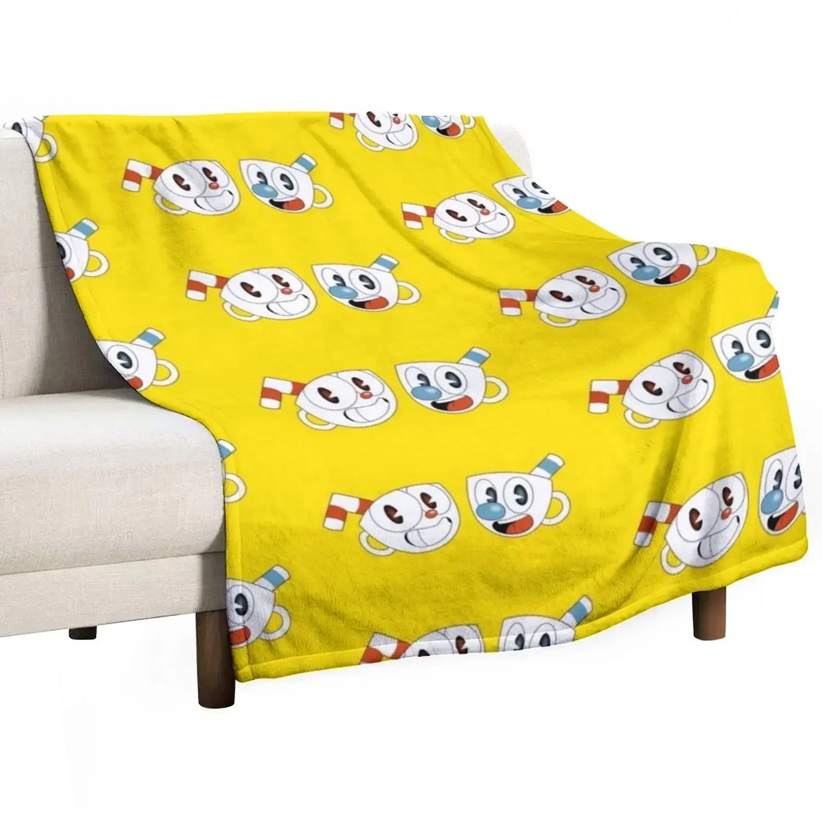 

CupHead and MugMan Throw Blanket Luxury Decorative Throw Vintage Sofa Blankets