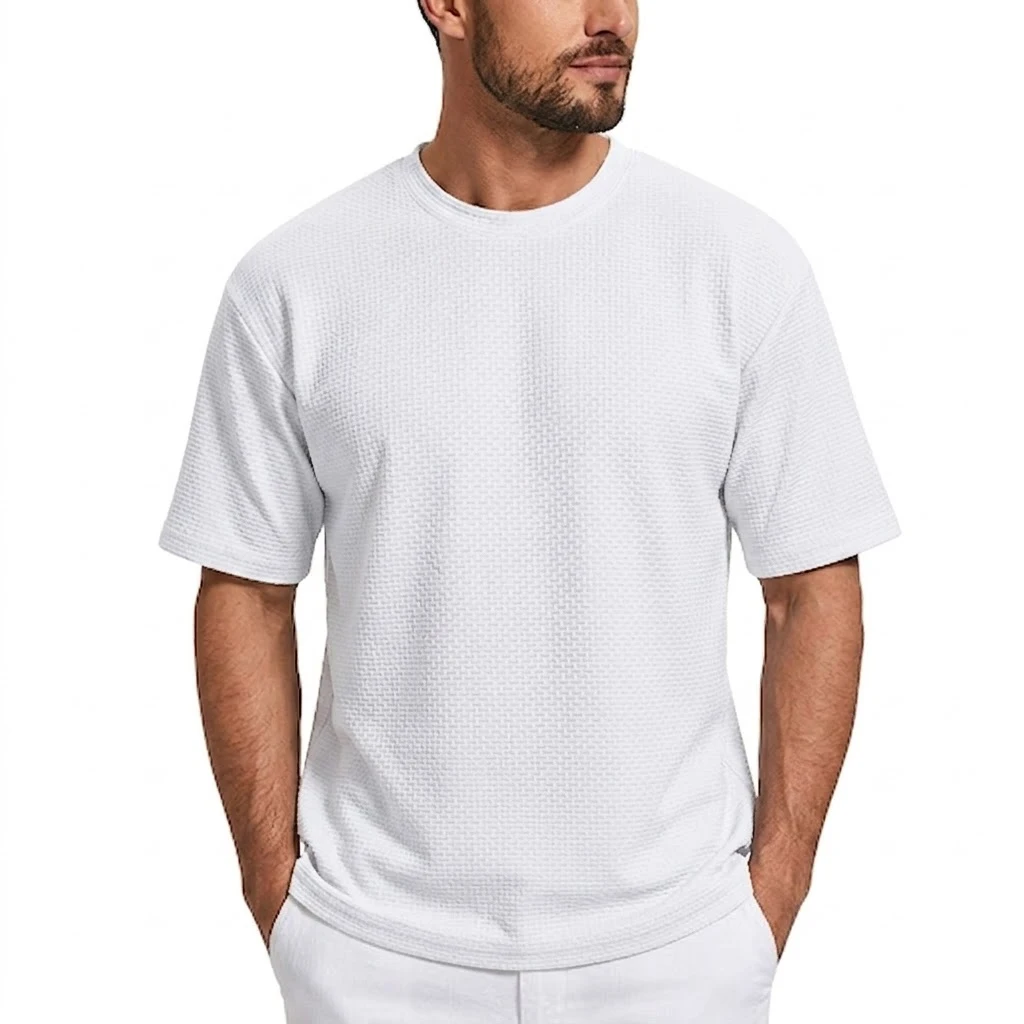 Herren Kurzarm Eisseide Hemden Sommer Atmungsaktive Herrenbekleidung Fitness Slim Fit T-Shirts für Männer Einfarbige T-Shirts Herrenhemd – Detail 5