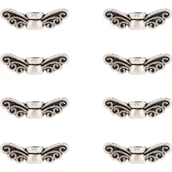 200pcs Fairy Wing Spacer Beads Alloy Angel Wing Charm Beads Spacers Loose Beads for Christmas Bracelet Necklace