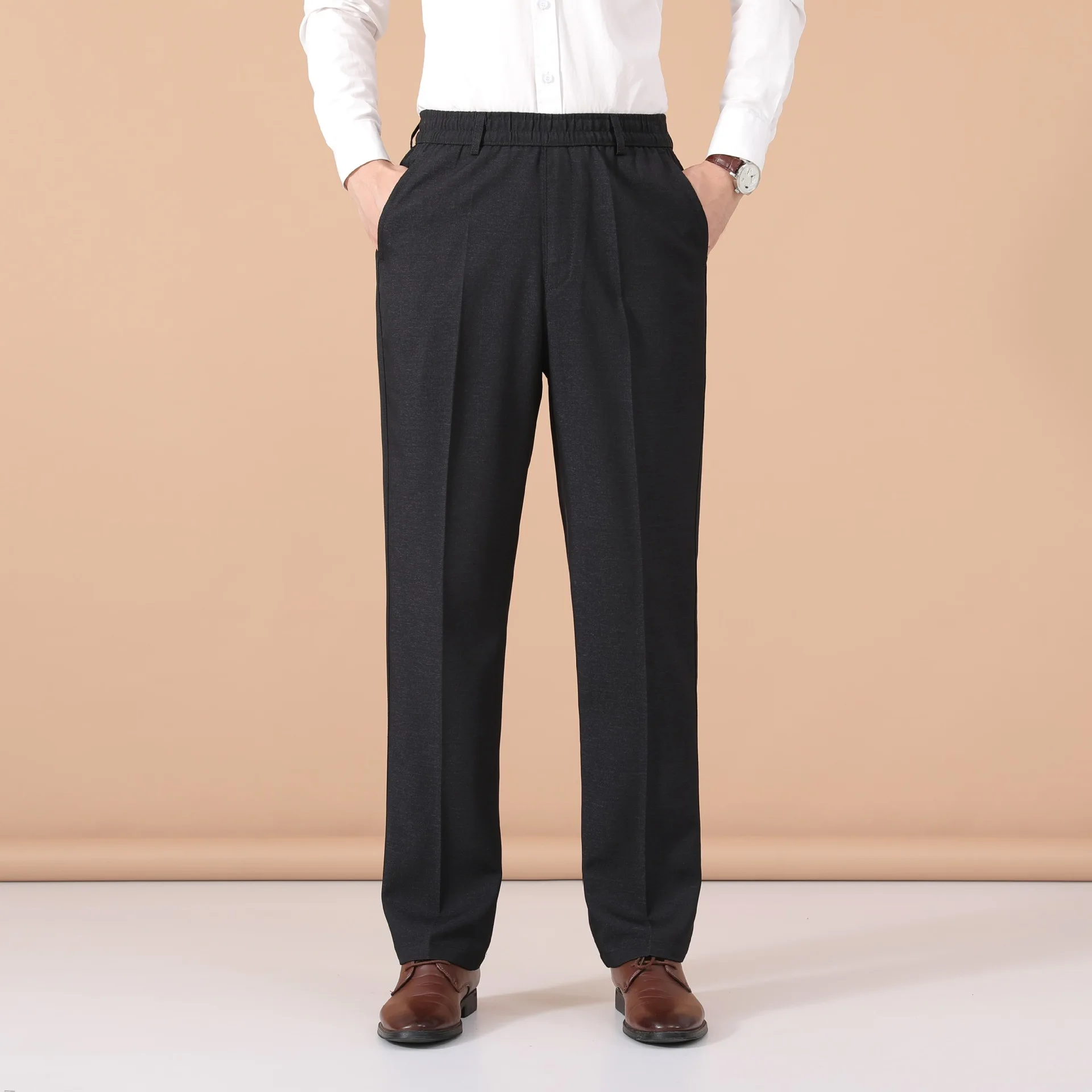 

Autumn Women Trousers Oversize Elastic High Waist Loose Casual Pants Middle-aged male Winter Warm Stretch Pants