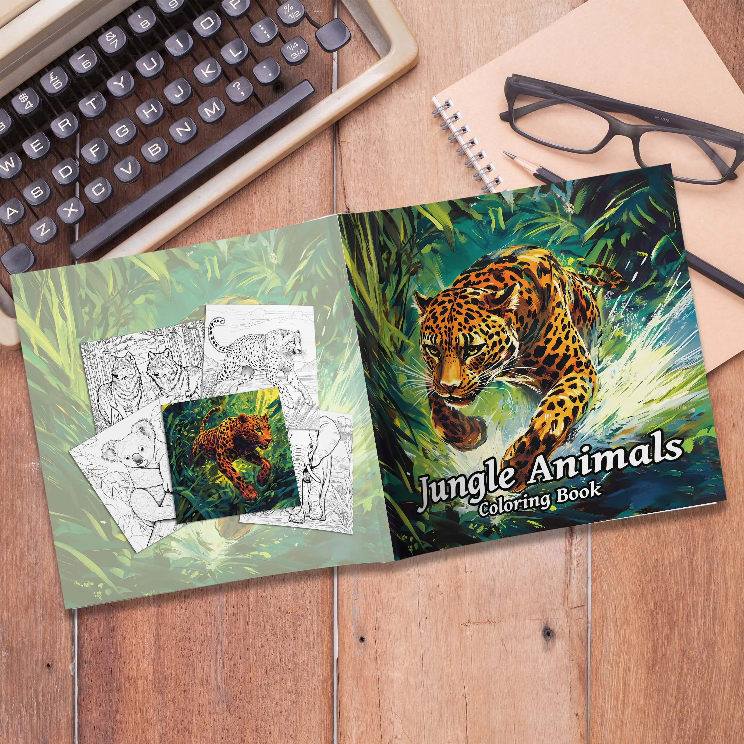 Jungle Animals Coloring Book Teenagers Colouring Book, 24 Different Patterns, Stress Relief, Birthday Gift Adults Picture Books image 4