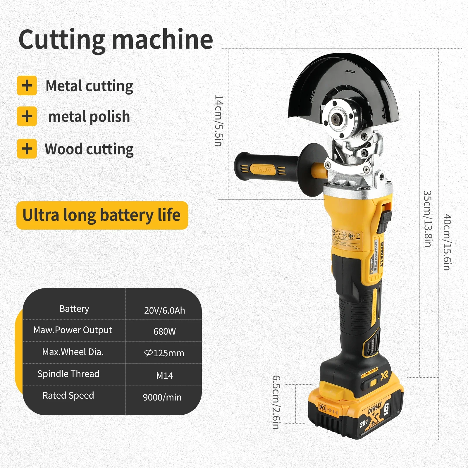 2025 DEWALT DCG405 100/125mm 18V lithium Handheld Grinding battery brushless flat head angle grinder  tool cutting machine