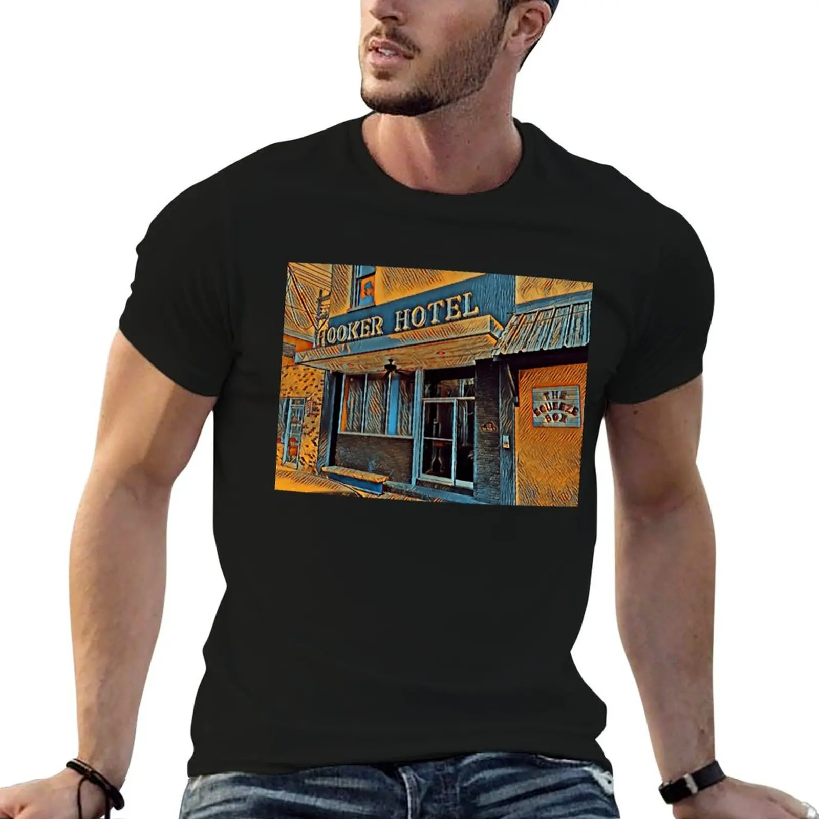 

Hooker Hotel, Clarksdale, Mississippi, USA T-Shirt man t shirt cotton high quality t shirts for man graphic vintage T-Shirt