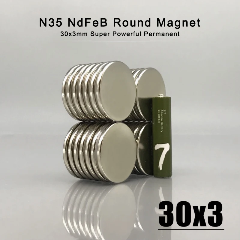 2/5/10/20/50Pcs N35 NdFeB Magnets 30mmx3mm Imanes Round Neodymium 30x3mm Permanent Strong Powerful Magnet 30*3mm