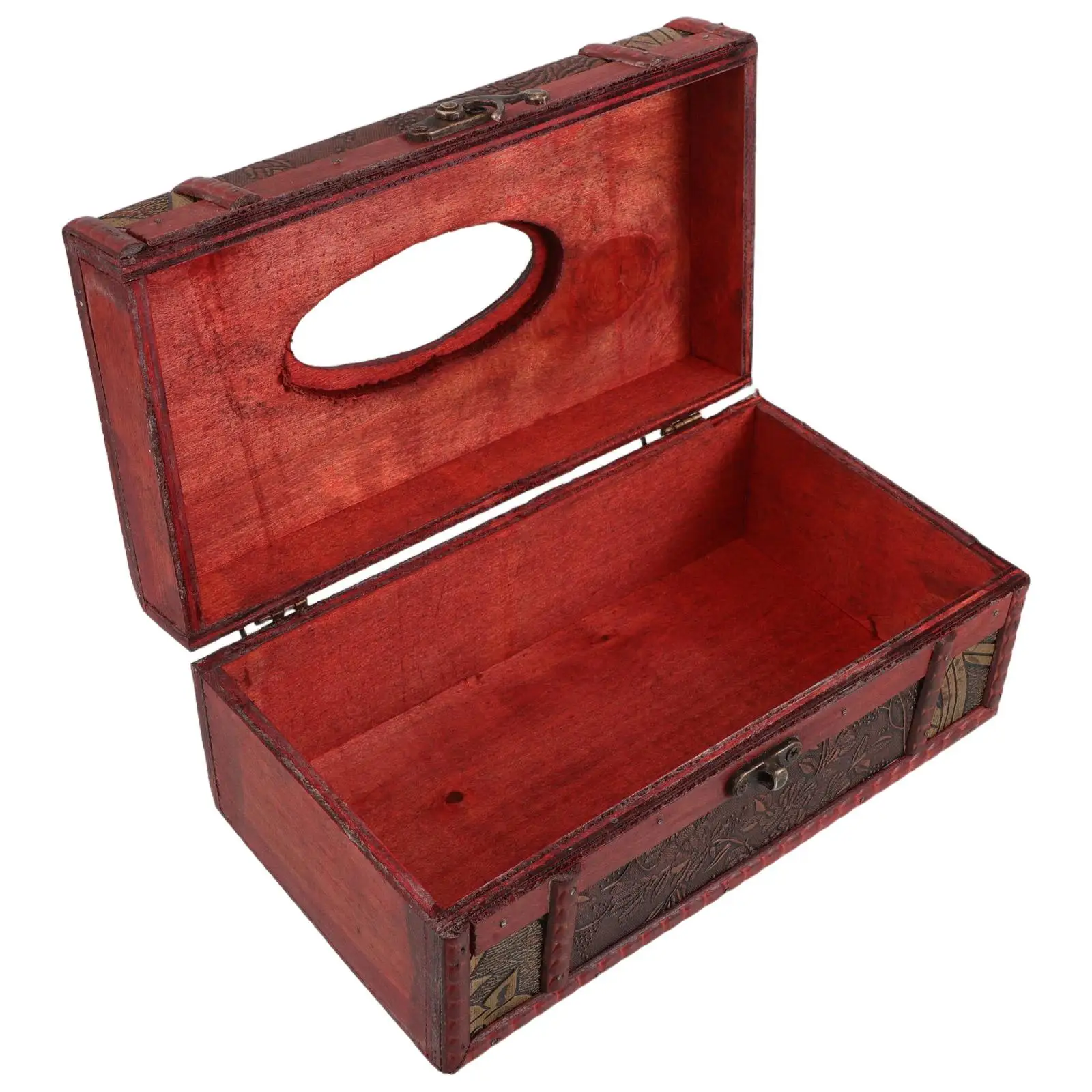 

Wooden Tissue Box Holder Rectangular Napkin Case Decorative Storage Empty Dispenser Vintage Home Car Use Wood