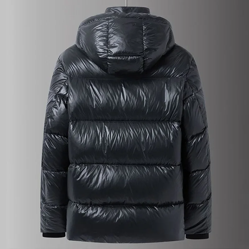 Winter Donsjack Heren Ganzenjas Voor Heren Waterdichte Mode Korte Puffer Jas Heren Capuchon Zwart Luxe Merk Warme Veren Jas