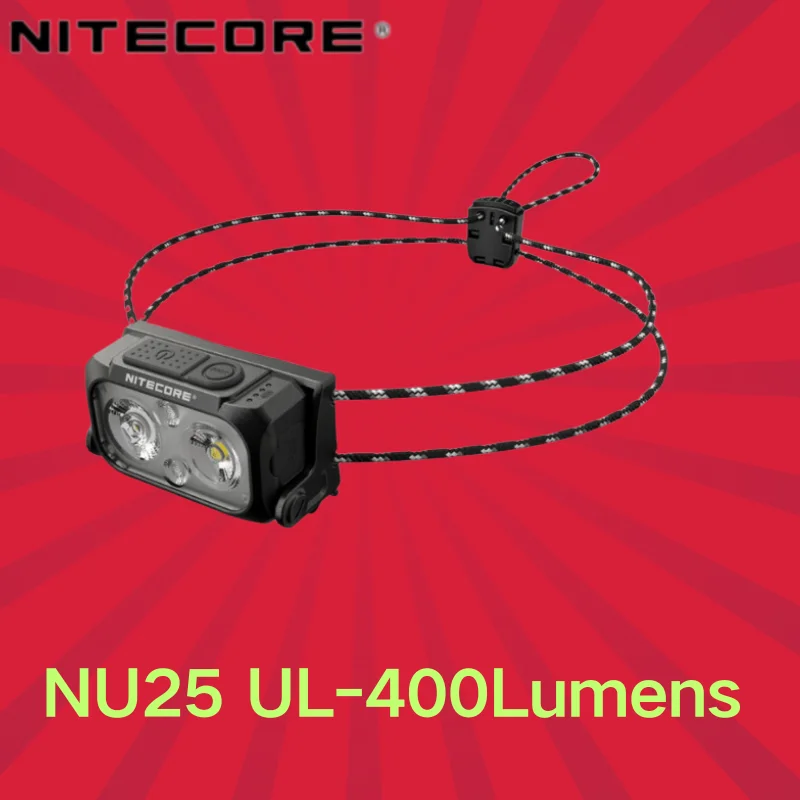 NITECORE NU25 UL akumulatorowa latarka czołowa 400 lumenów podwójna wiązka wyposażona w reflektor + reflektor ultralekka latarka czołowa