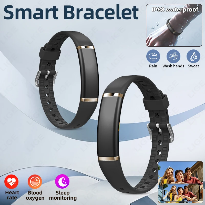 

Смарт-браслет LIGE 2026 класса люкс без экрана со встроенным 24-часовым мониторингом сердечного ритма, уровня кислорода в крови и ВПЧ, умные часы в подарок для близких