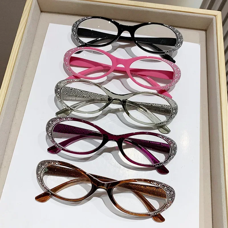 Women\'s Luxury Diamond Reading Glasses Trendy New Far Sight Eyeglasses for Men Ladies Blue Light Blocking Eyewear 0+1.0+4.0