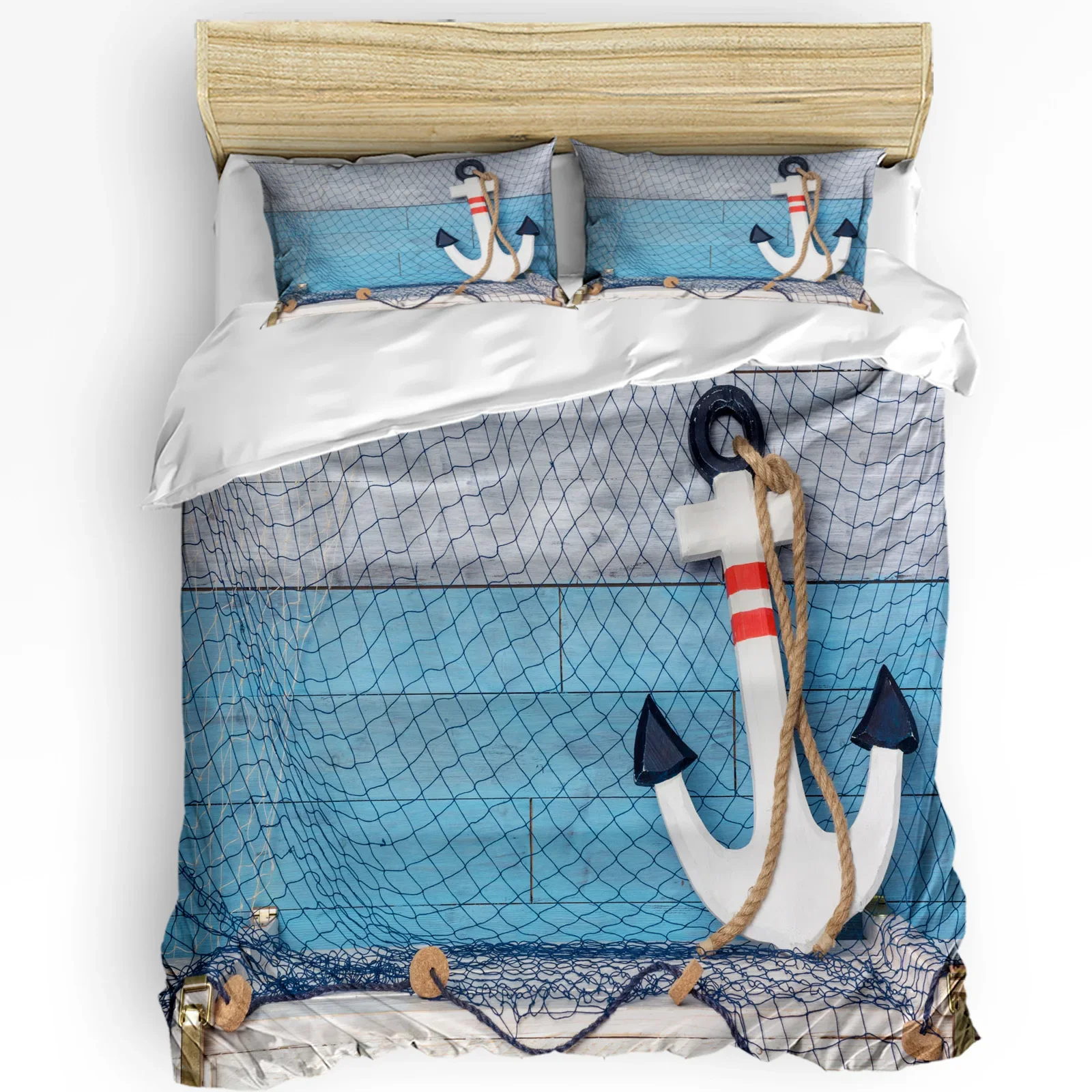 Anchor Docked In The Deck Net 3pcs Bedding Set For Bedroom Double Bed Home Textile Duvet Cover Quilt Cover Pillowcase