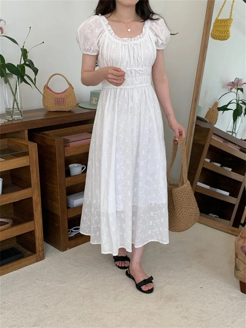 Alien Kitty Loose Solid Maxi Dress Women Slash Neck Summer 2024 Gentle Florals Slim Casual New Short Sleeve Daily Vacation