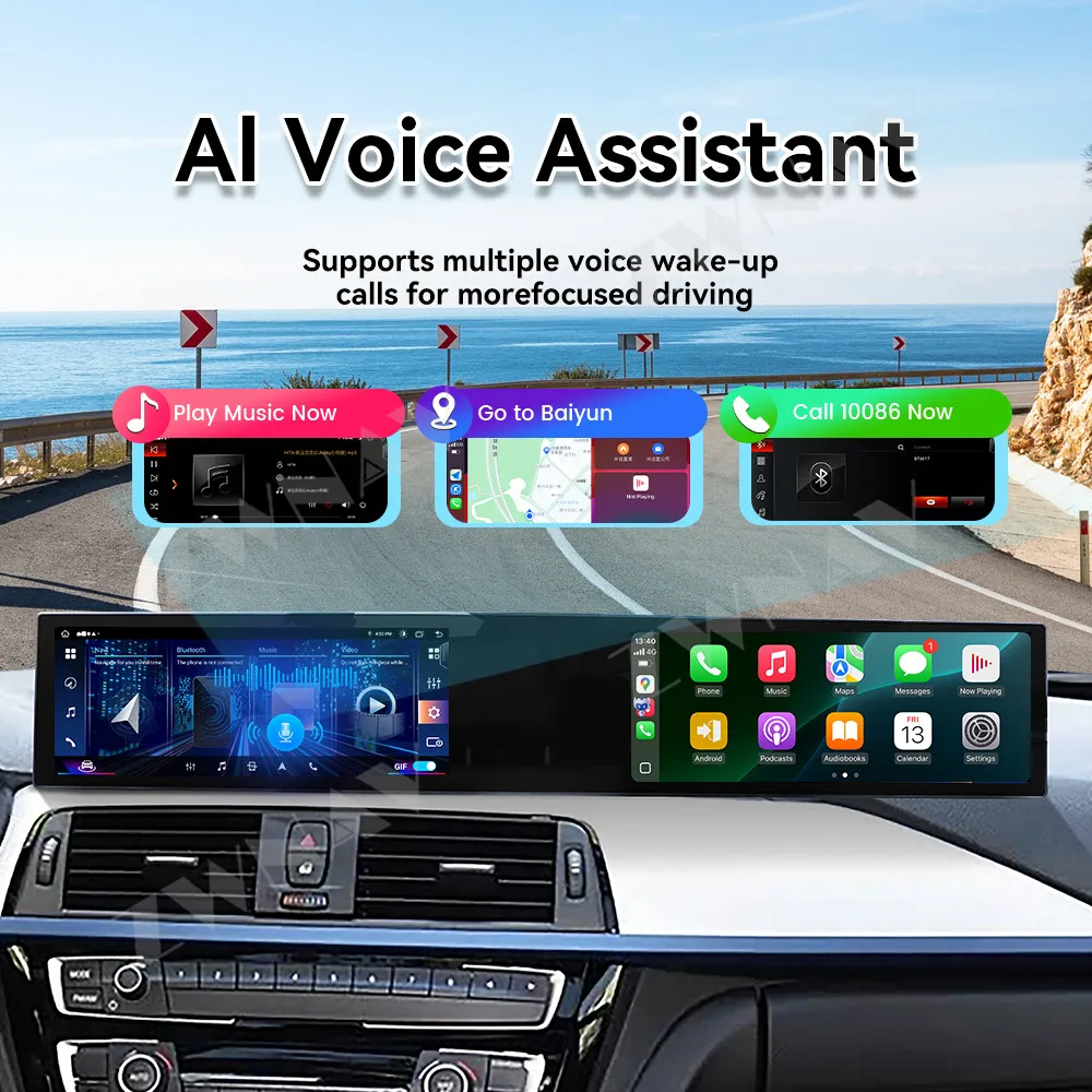 Luxury Car Accessories For BMW 3 Series 2013-2019 GPS Navi 21 Inch Ultra Large HD Dual Screen Android 14 Car Multimedia Player