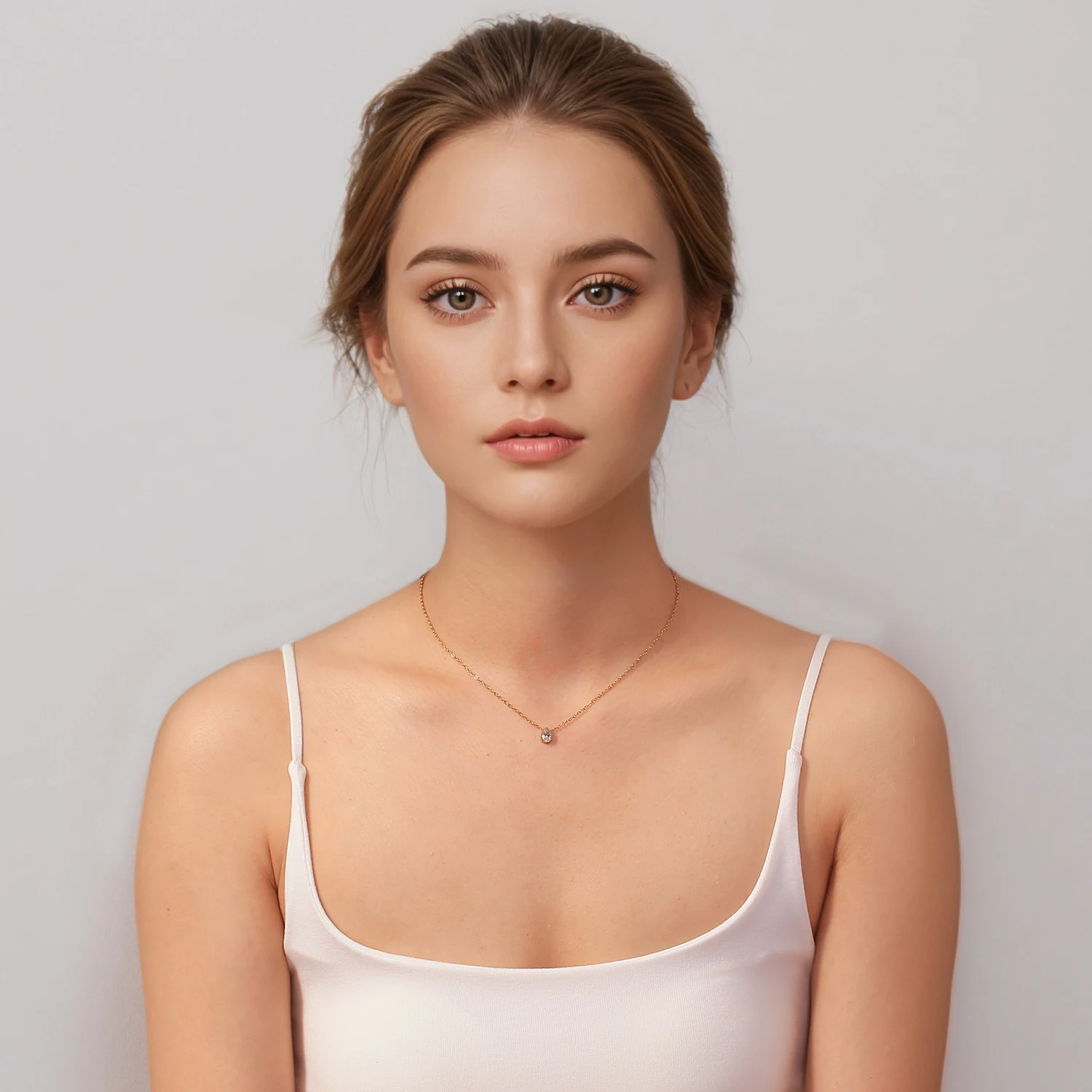 Dainty Water-drop Necklace for Women, CZ Pendant Minimalist Jewelry, Stainless Steel  Waterproof Hypoallergenic Everyday