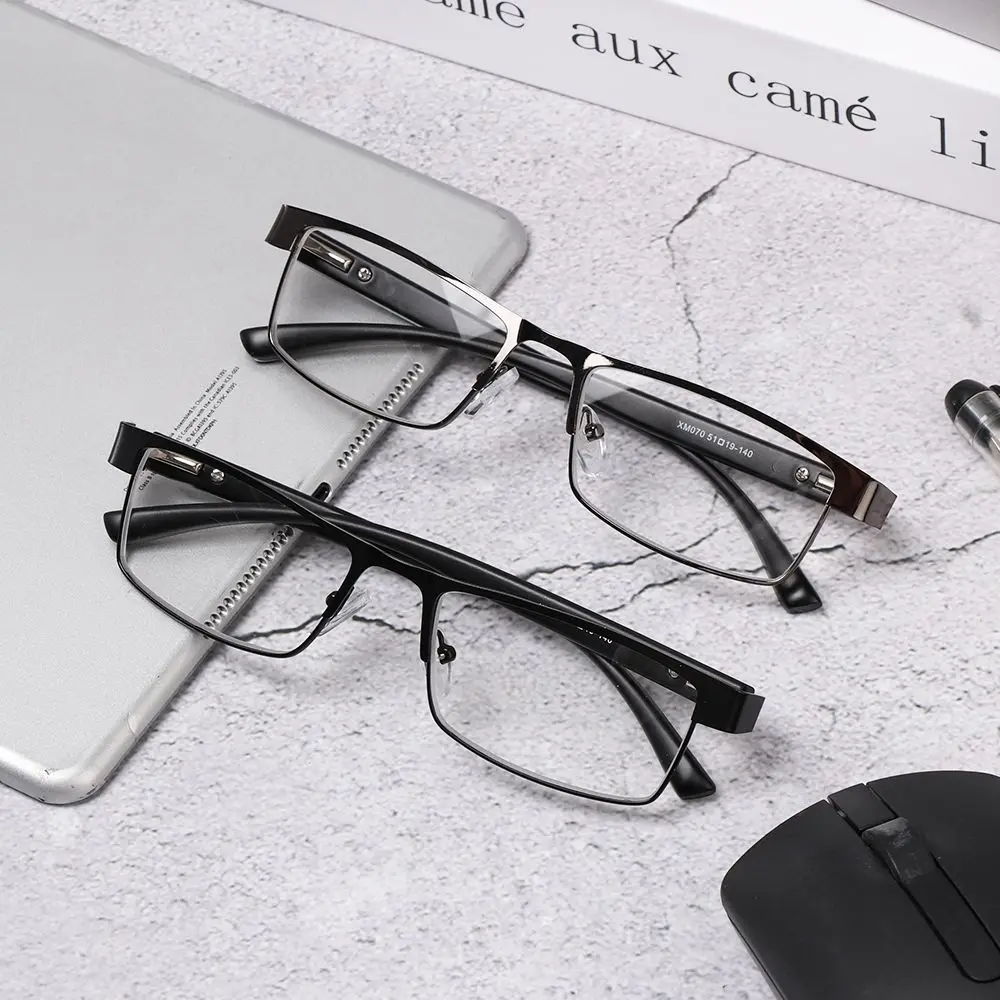 Men Titanium Alloy Business Reading Glasses Non Spherical 12 Layer Coated Lenses Retro Hyperopia Prescription Eyeglasses