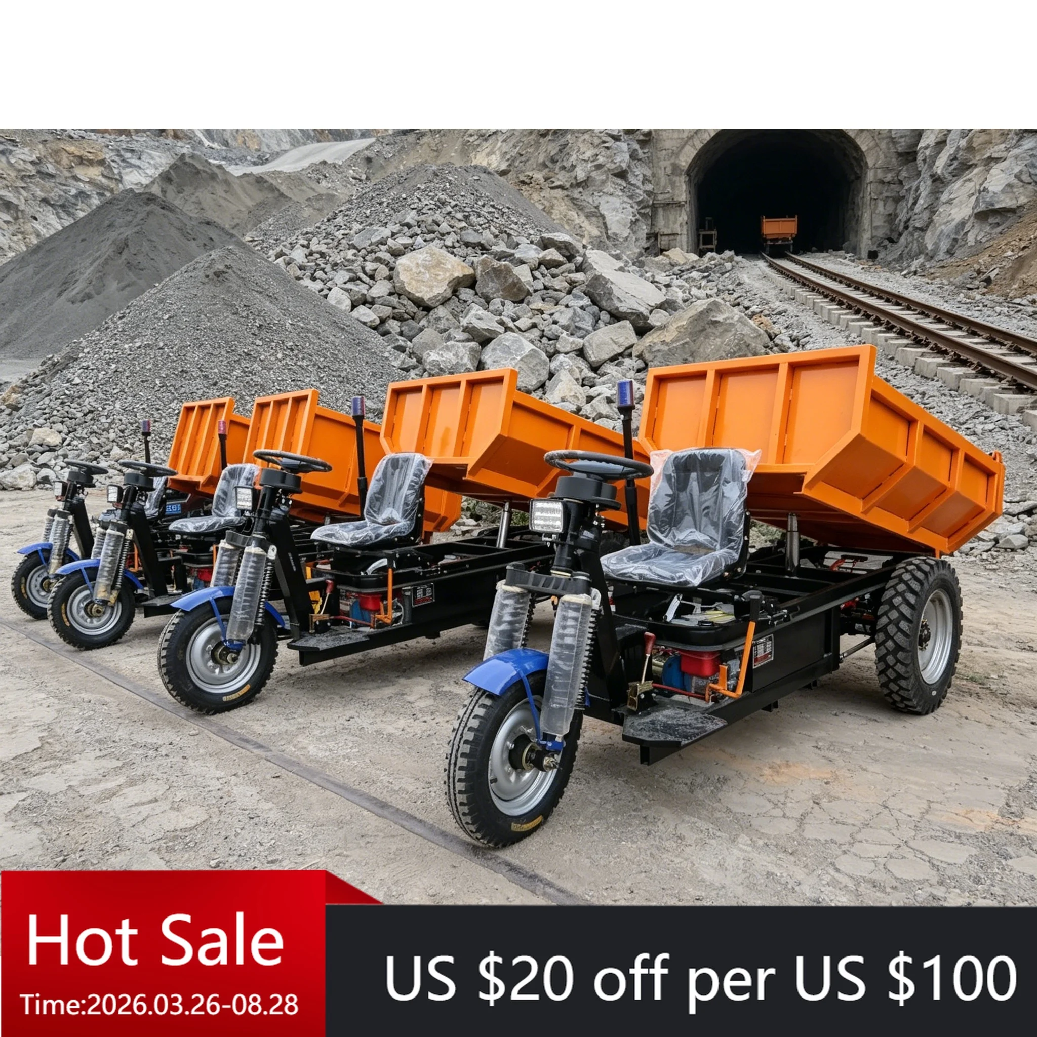 Tc Huansheng small electric dump truck with hydraulic lift bucket 2 tons electric underground mining small dump truck