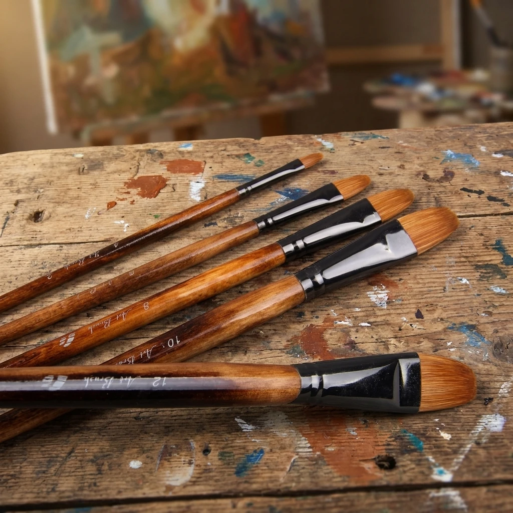 6 Stks/set Paintibrush Olie Verf Wezel Haar Water Kleur Kwast Acryl Tekening Borstel Kunst Levert Penselen Voor Artist
