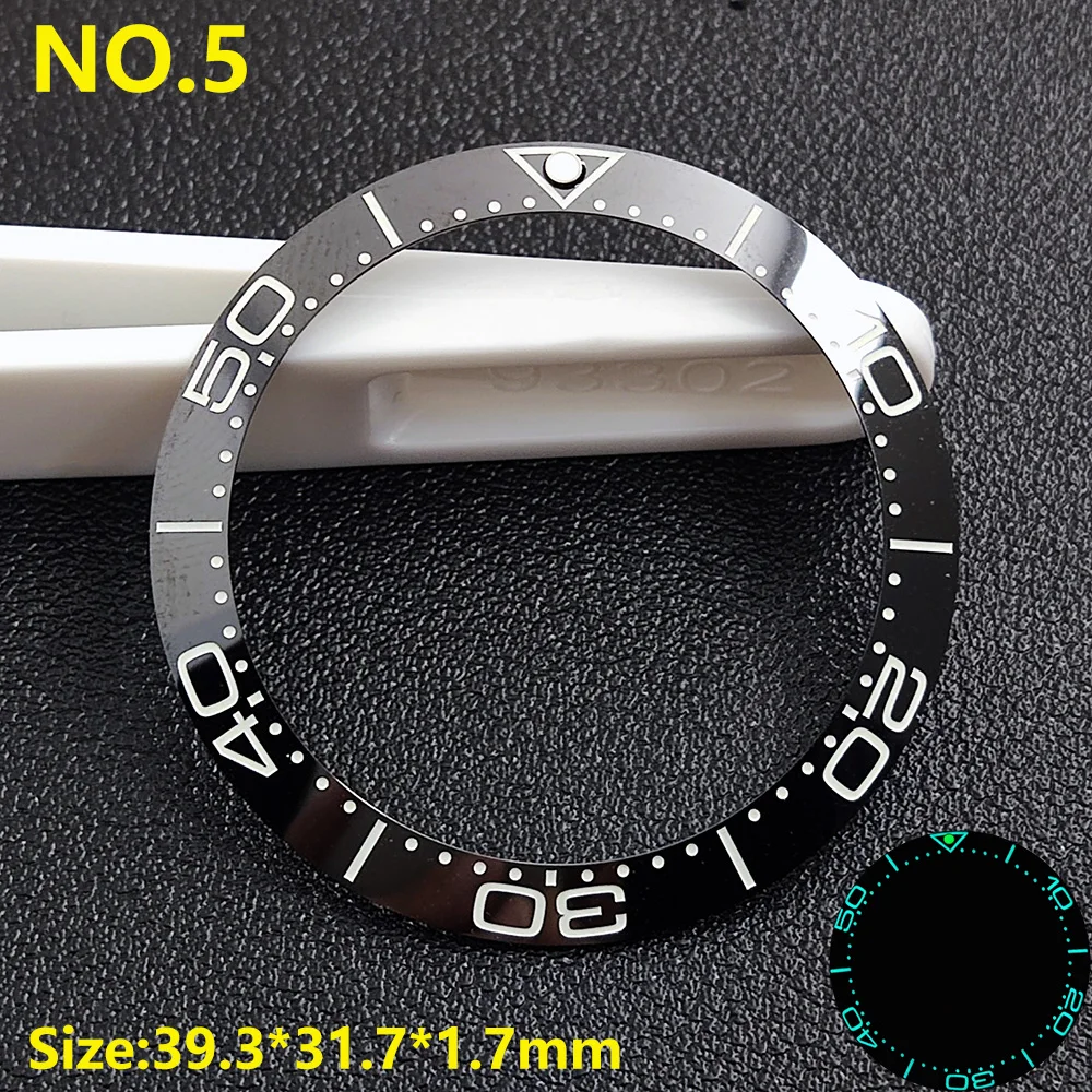 39.3*31.7 or 40.7*32.7mm Sloping Luminous Ceramic Bezel Insert Replacement of watch accessories Ceramic Bezel Insert