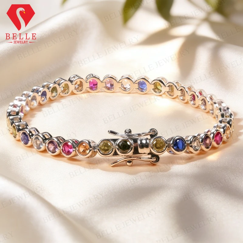 

Bubble Pattern Tennis Bracelet Colorful Zircon Gems Silver Plated Copper 6 8 Inch White Gold Yellow Gold Tone Everyday Jewelry