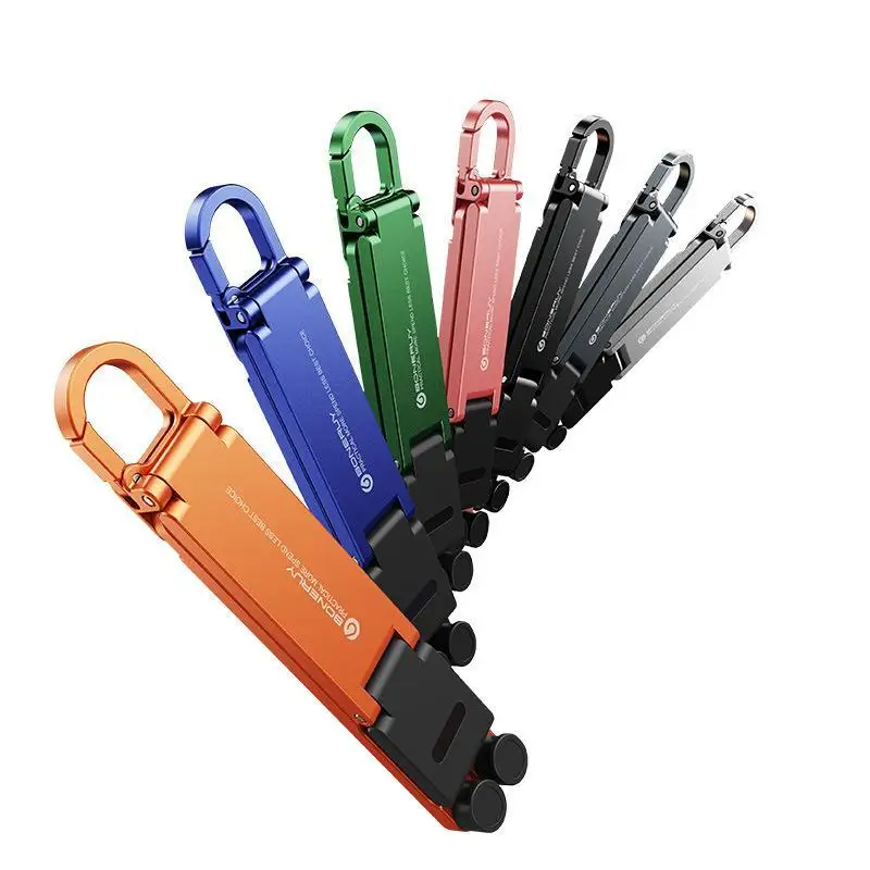 Foldable Mini Keychain Phone Stand Multi Angle Adjustable Hands Free Holder For Desk Travel Mobile Phone Support Supply view 5