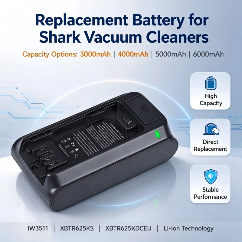 High Quality 3000/4000/5000/6000mAh For Sh ark IW3511, XBTR625KS, XBTR625KDCEU Vacuum cleaner Replacement batteries