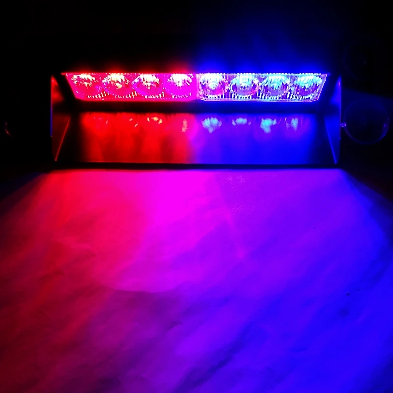 

8 LED Universal Car Strobe Flasher Light Vehicle Windshield Flashing Warning Signal Lamp Red/Blue Police Emergency 12V
