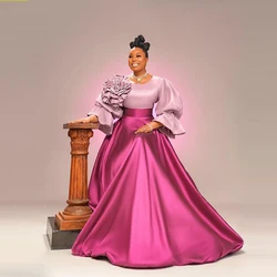 Fuchsia Satin Long Skirts Girls Birthday Party Women Prom Party Formal Wear A Line Women Skirt Floor Length Wedding Skirts
