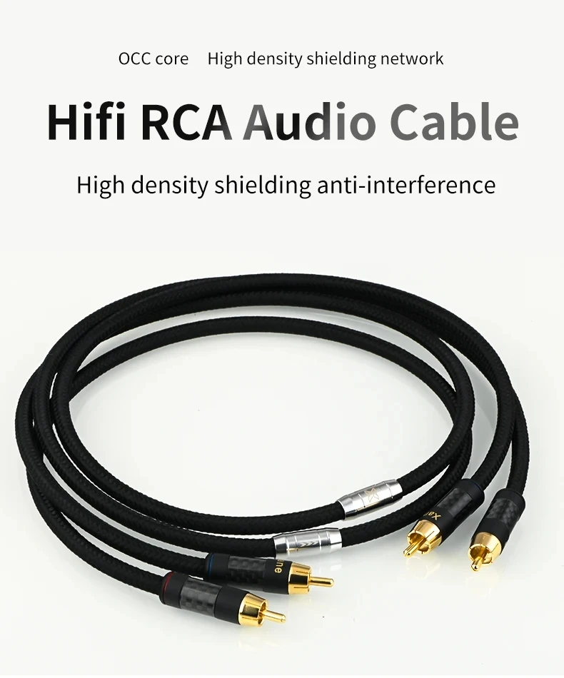 Hifi Rca Cable 5N OCC Four-core Male to Male Audio Cable Power plug Amplifier CD Carbon Fiber Audio Cable