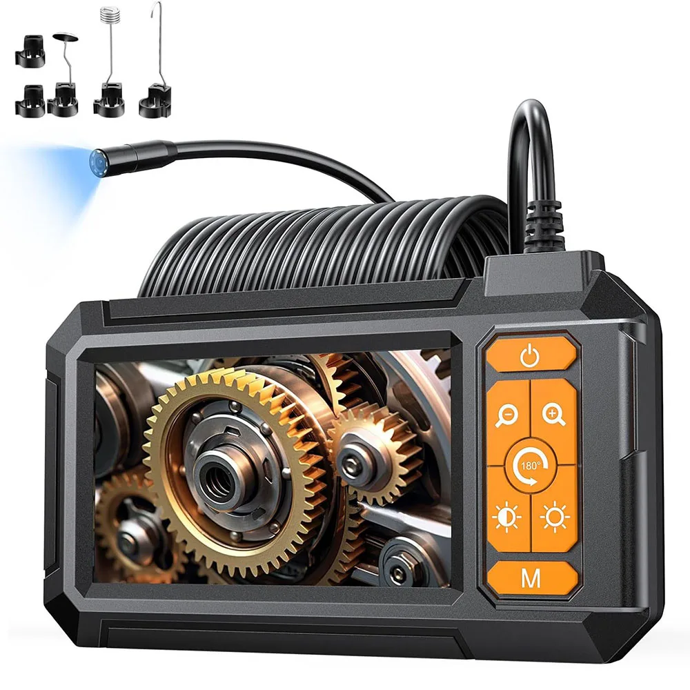 Industriële endoscoopcamera 4,3 inch IPS-scherm 8 mm HD1080P IP67 Waterdicht 8 LED-lichtinspectie Borescope voor pijpautoreparatie